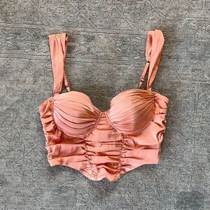 Oh Polly Bustier Corset Coral/Peach Crop Tank Women Size 10